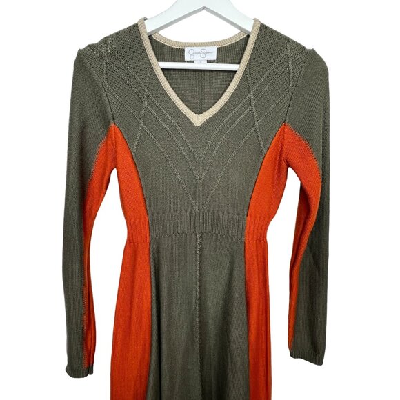 Jessica Simpson Colorblock Knit Sweater Dress Green Orange Size Small - Picture 3 of 14